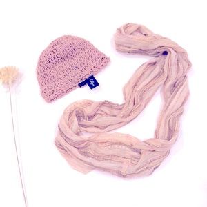 Forever 21 pink crochet hat & scarf 2 piece set